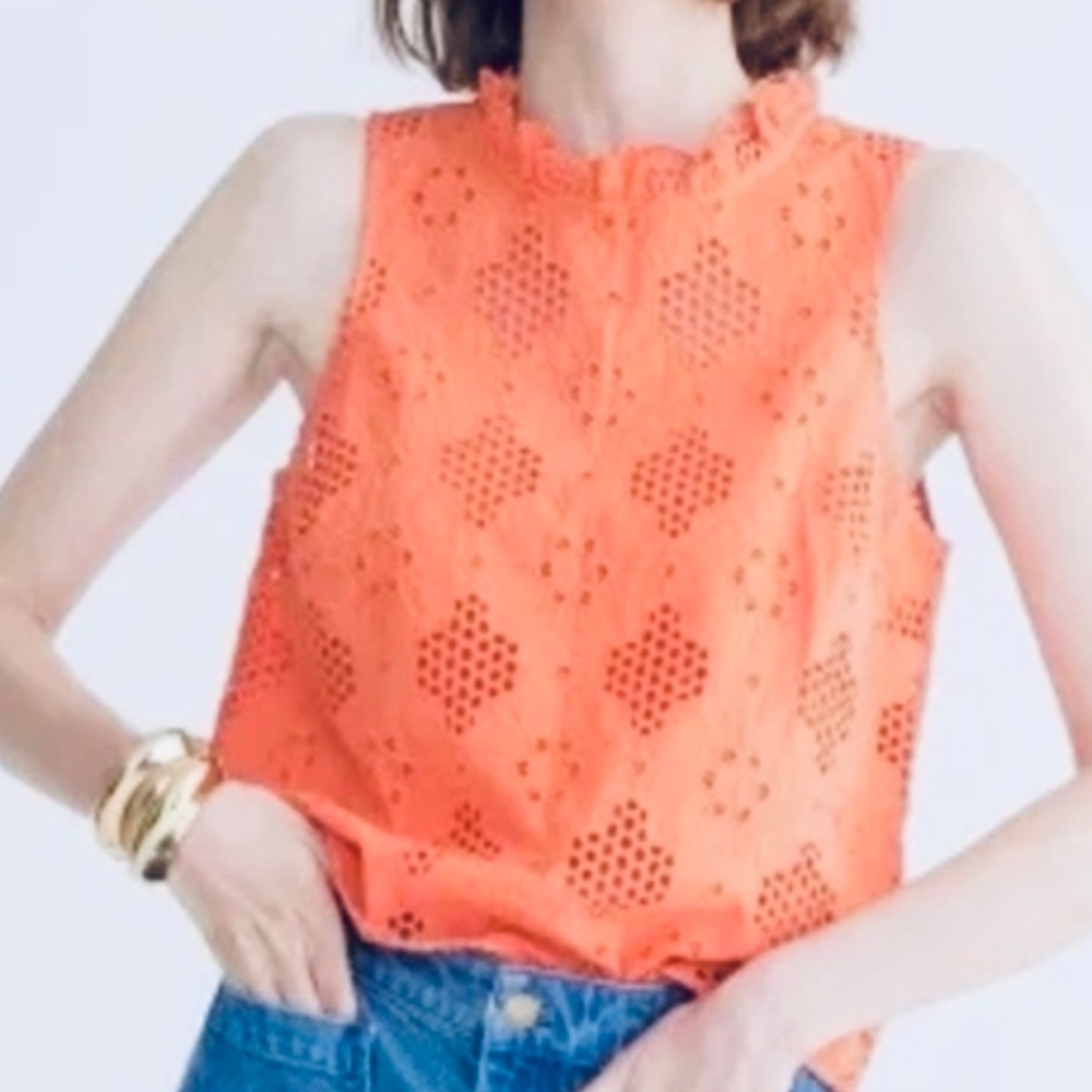 J. Crew Eyelet Lace Fleur Top - Orange